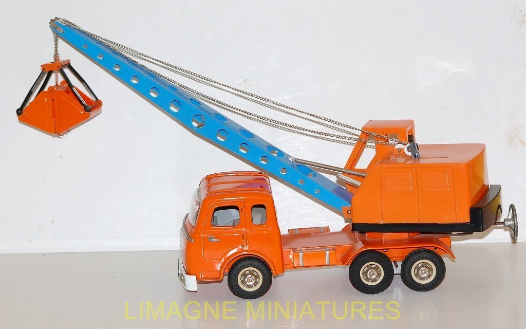 Jouet Ancien Tole Camion Grue a Benne Preneuse Berliet Gak Joustra N